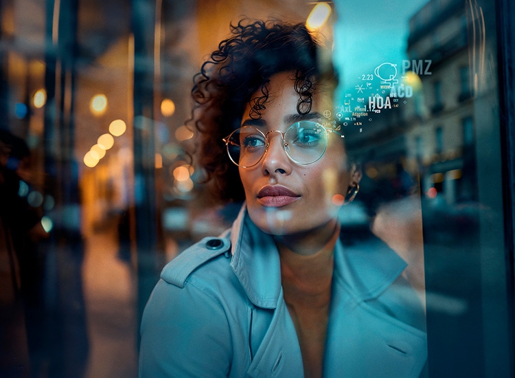 Big vision woman with glasses